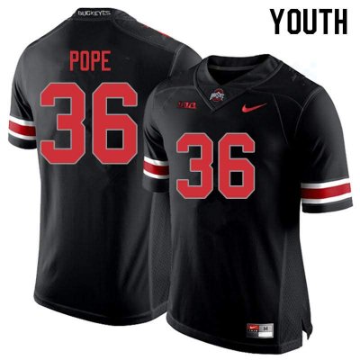 NCAA Ohio State Buckeyes Youth #36 K'Vaughan Pope Blackout Nike Football College Jersey YEK6045HI